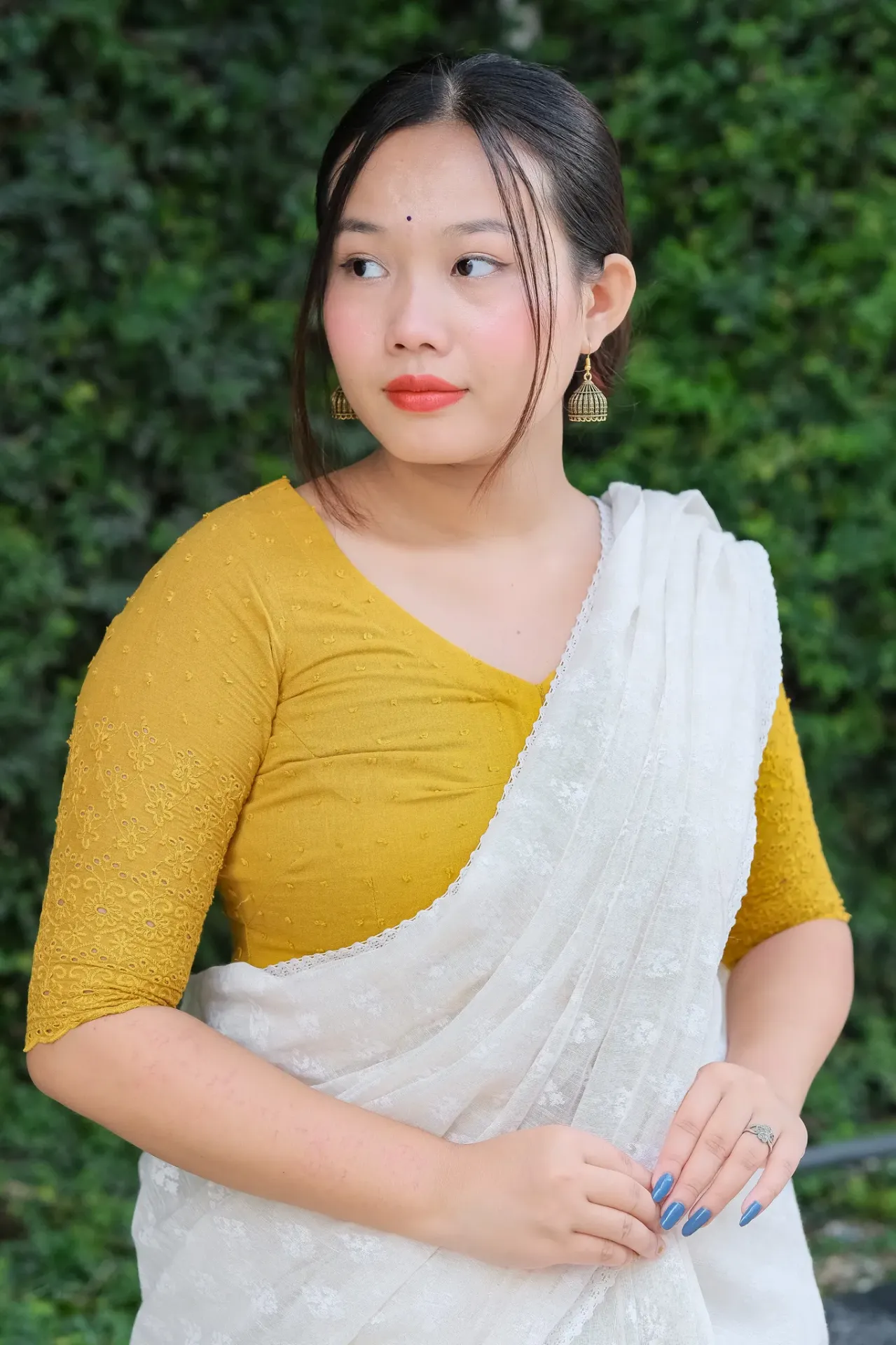 Deep Mustard Yellow Chikankari Blouse