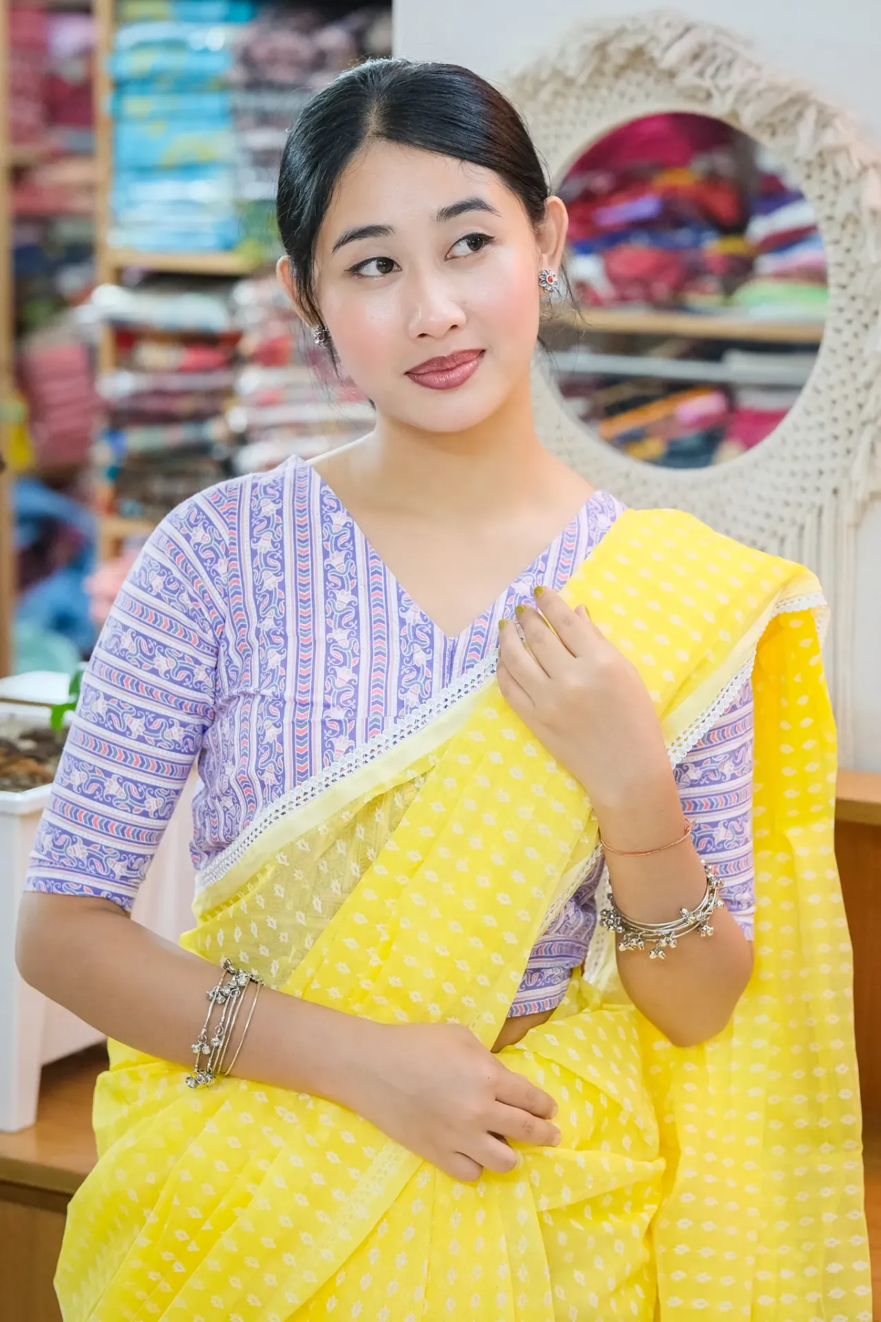 Levander Multicolor Floral Jaypuri Cotton Blouse