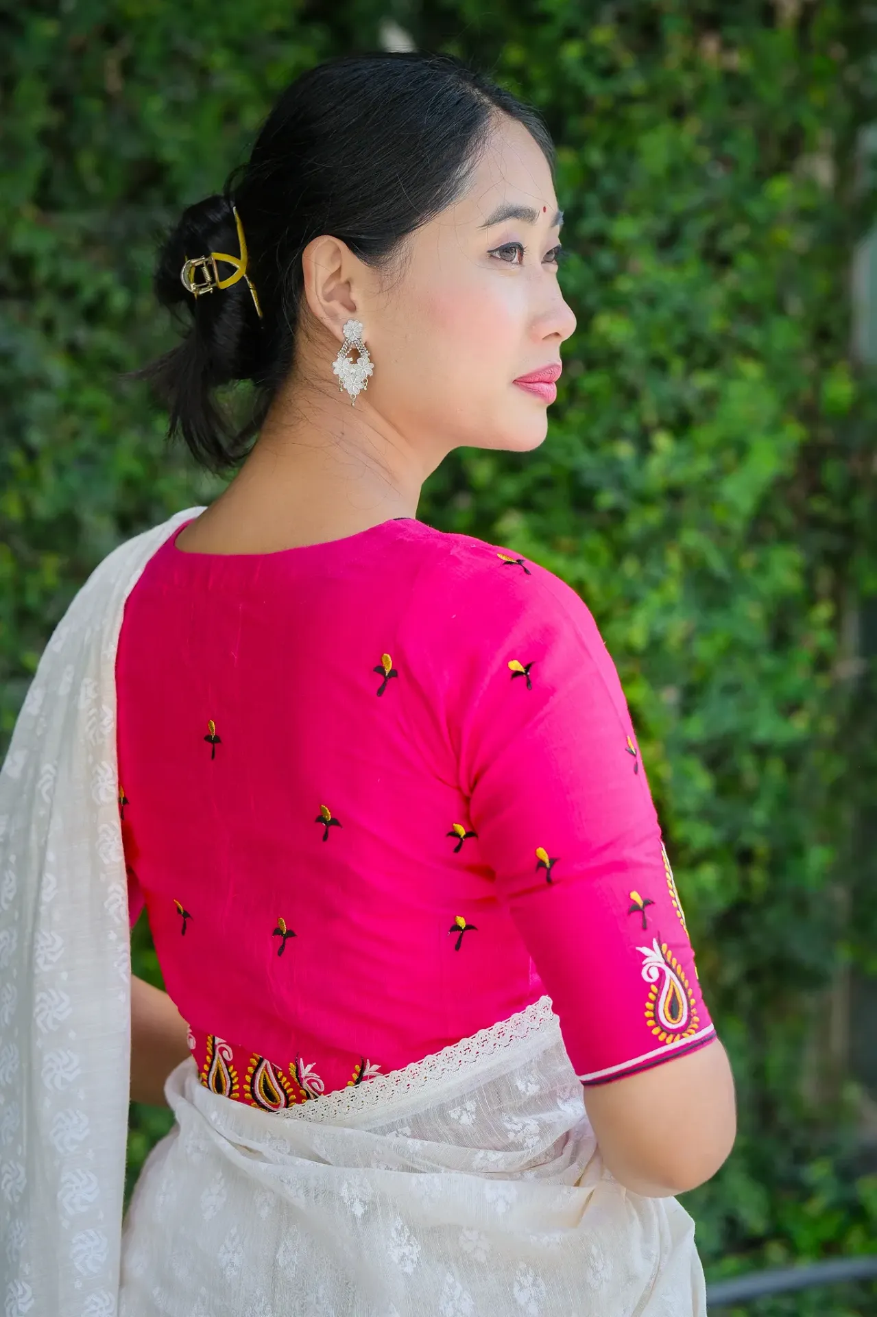 Magenta Paisley Motifs Embroidery Blouse