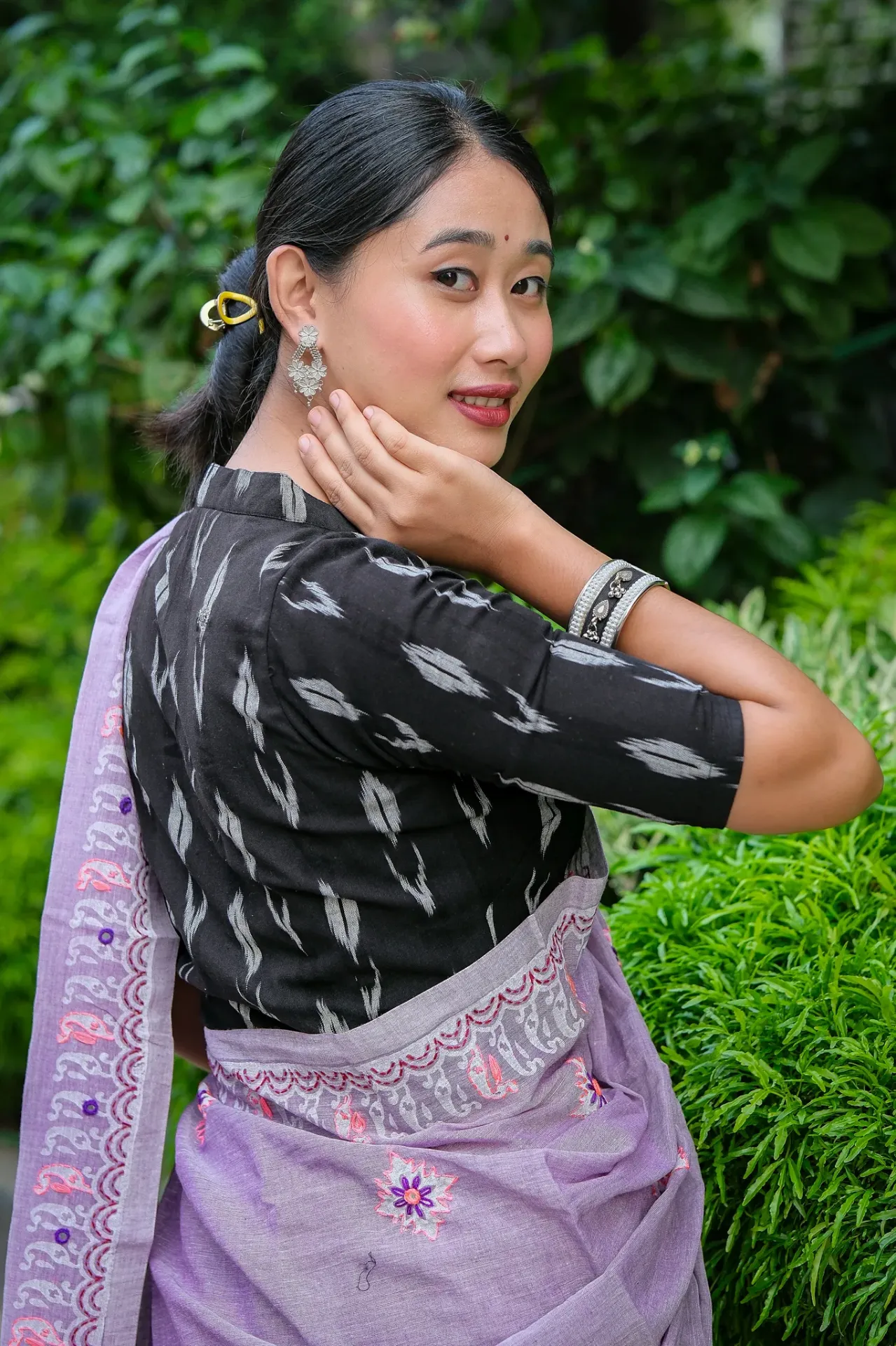 Black Off-white Ikkat Blouse