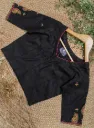 Black Paisley Motifs Embroidery Blouse