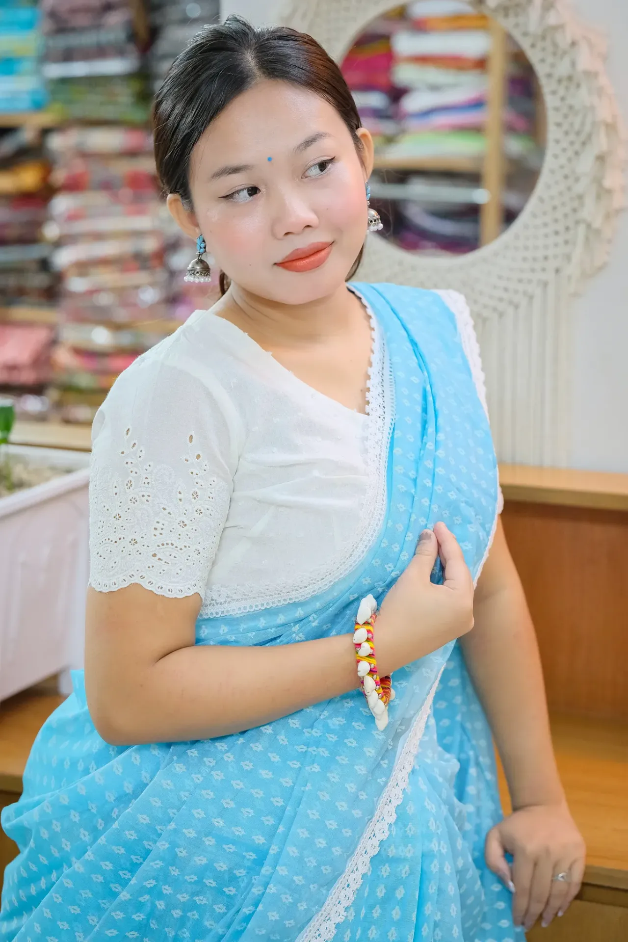 White Floral Chikankari Blouse