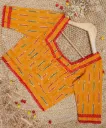 Mustard Yellow Red Lace Ikkat Cotton Blouse