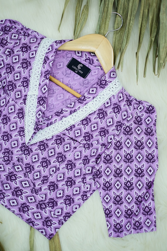 Cotton Screen Print Blouse 0001