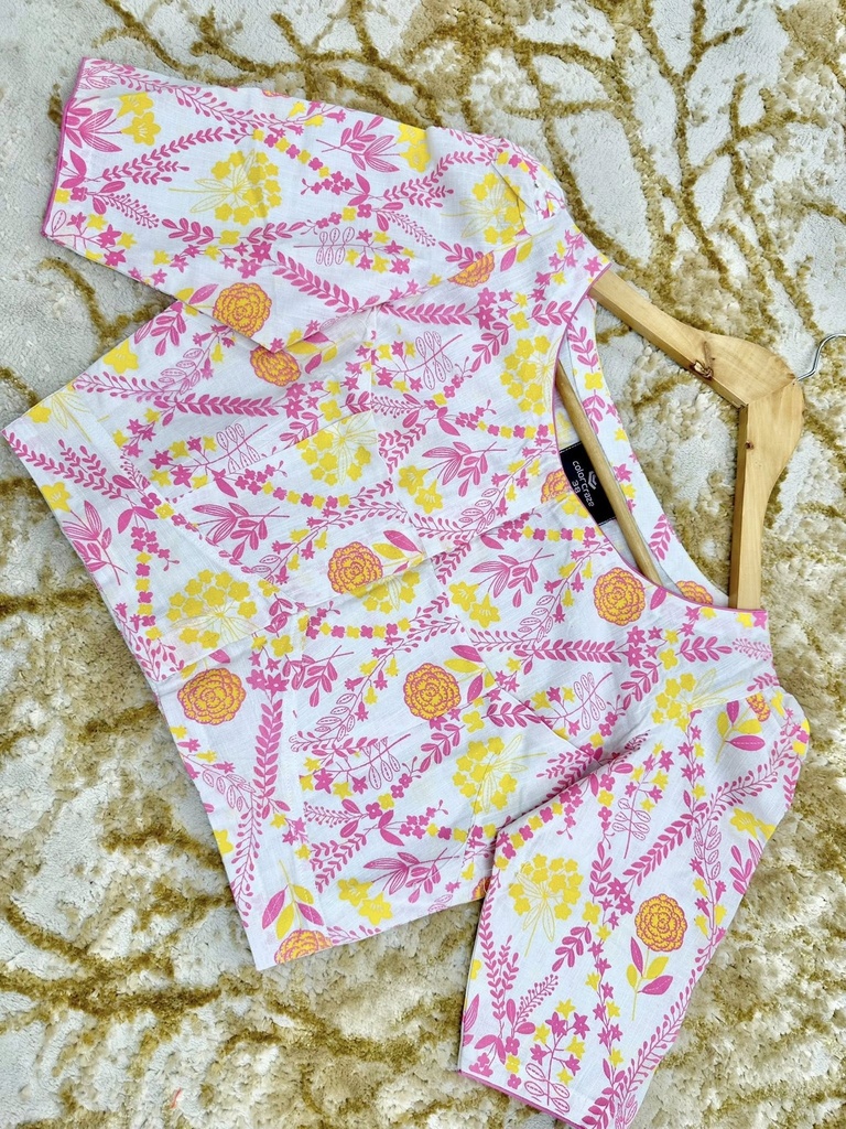 Cotton Screen Print Blouse 0002