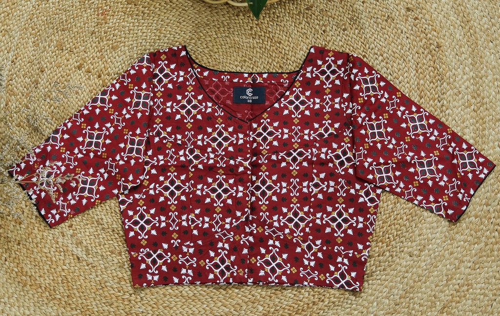 Cotton Screen Print Blouse 0004