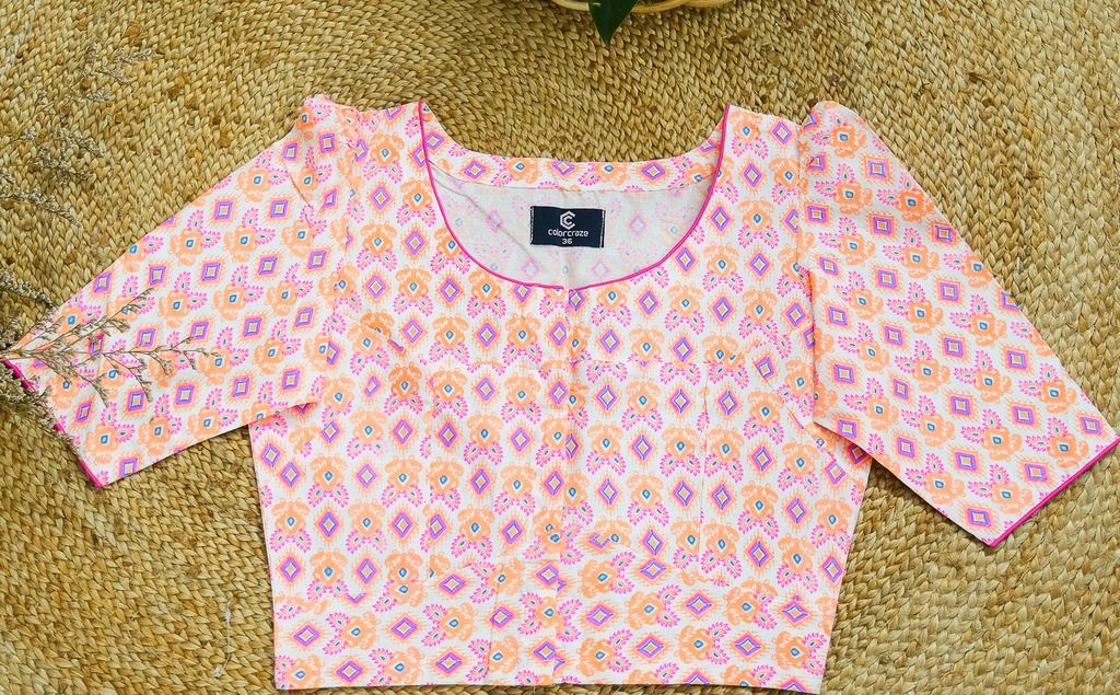 Cotton Screen Print Blouse 0006