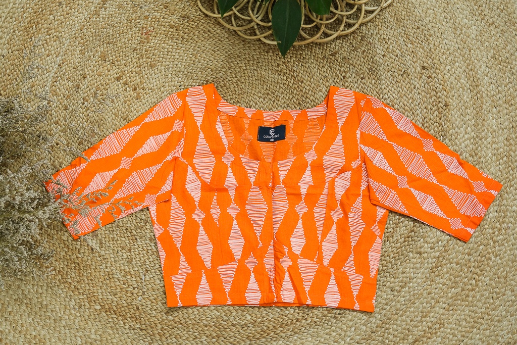 Cotton Screen Print Blouse 0007