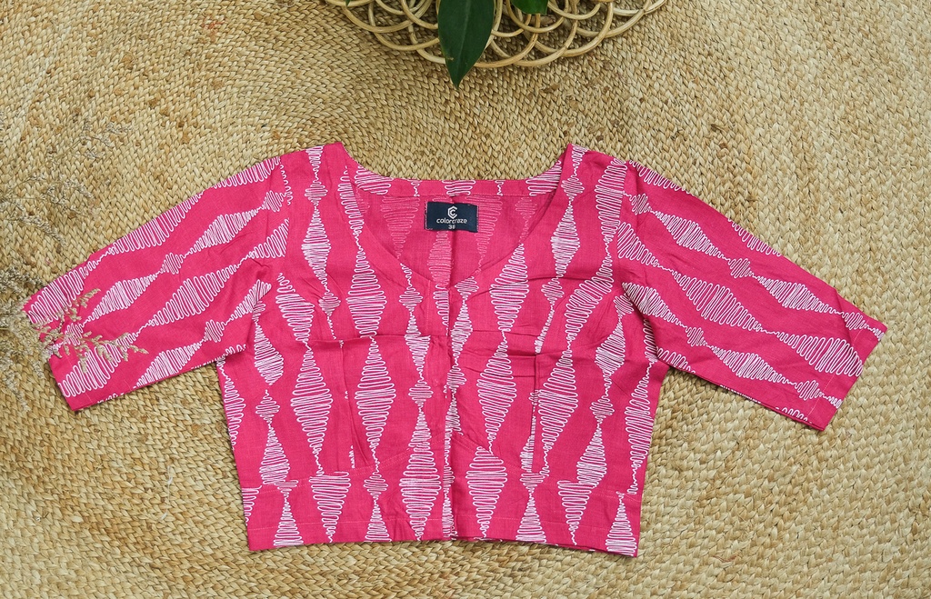 Cotton Screen Print Blouse 0009