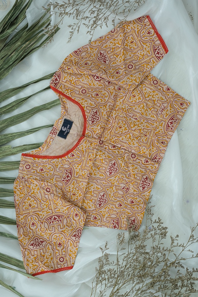 Cotton Screen Print Blouse 0028