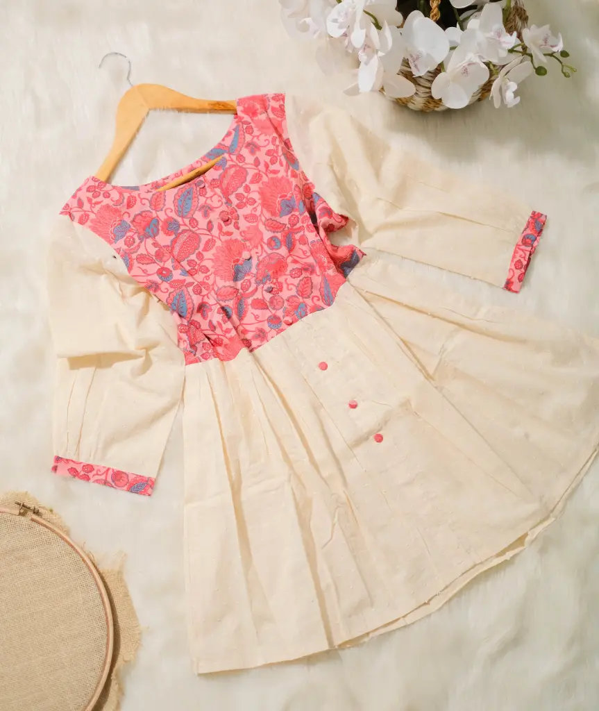 Joypuri Cotton Pink Floral Frock