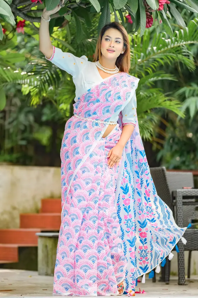 Screen Print Muslin Sharee 0002