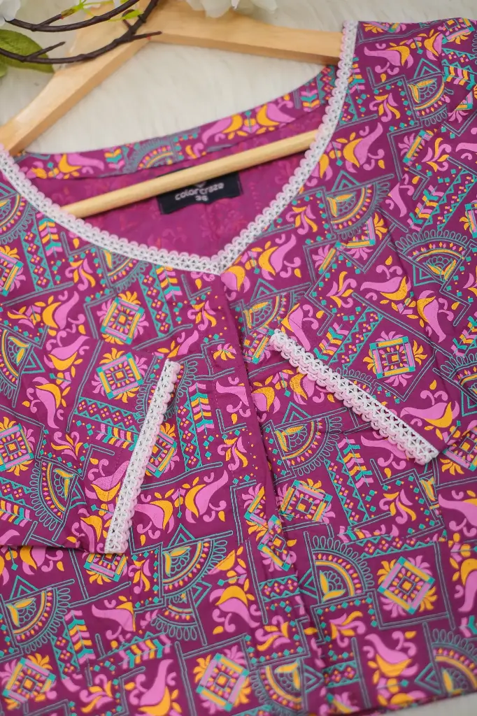 Cotton Screen Print Blouse 0031