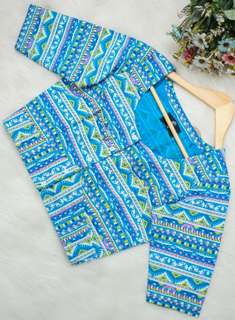 Cotton Screen Print Blouse 0036