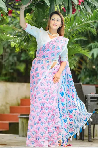 Screen Print Muslin Sharee 0002