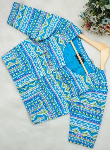 Cotton Screen Print Blouse 0036