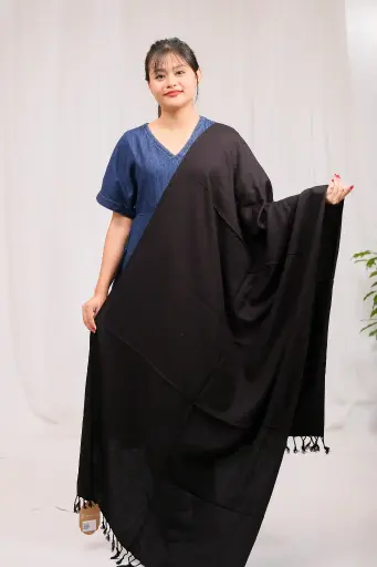 [1006] Black Viscose Shawl  