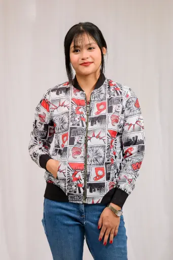 Jacket Black and White Red