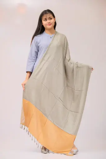 [1006] Ash Mustard Dual Tone Viscose Shawl 