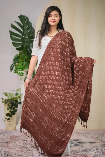 [1002] Coffee Natural Dye Shawl 