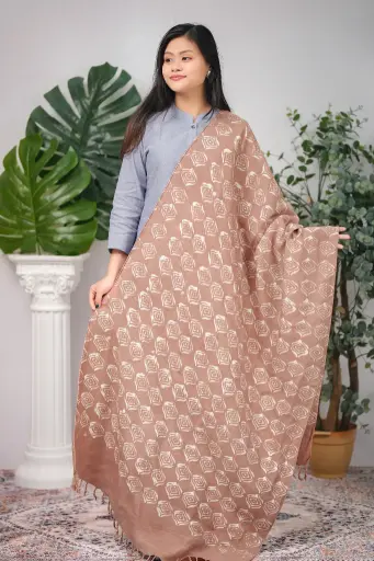 [1002] Dusty Rose Brown 002 Natural Dye Shawl