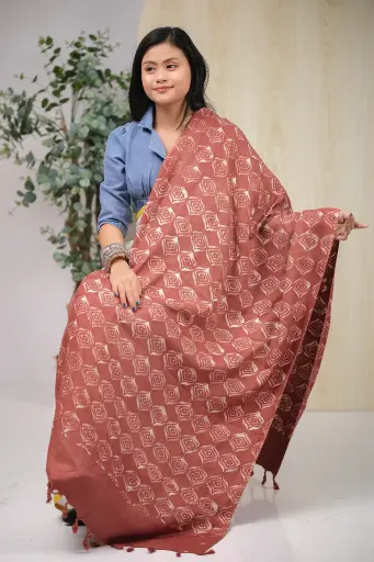 [1002] Muted Maroon 001Natural Dye Shawl
