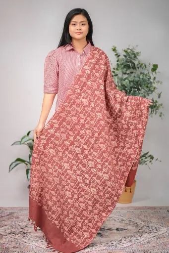 [1002] Muted Maroon 002 Natural Dye Shawl