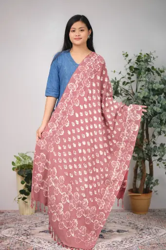 [1002] Muted Maroon 003 Natural Dye Shawl