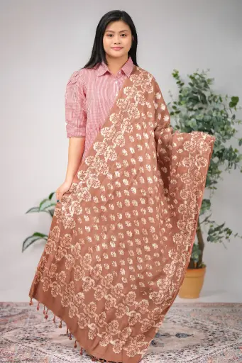 [1002] Dusty Brown 004 Natural Dye Shawl