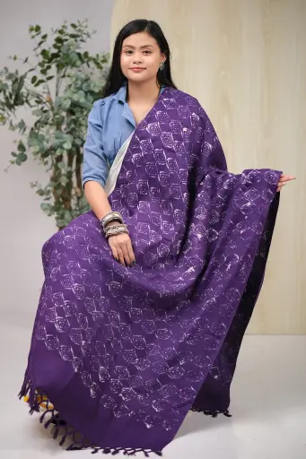 [1002] Deep Purple Natural Dye Shawl