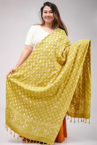 [1002] Olive 002 Natural Dye Shawl