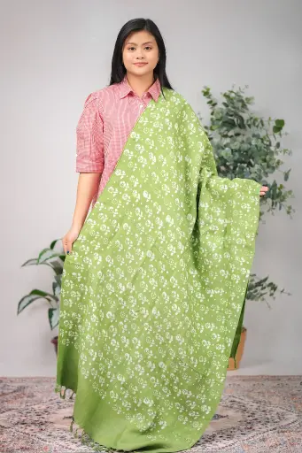 [1002] Olive Lemon 003 Natural Dye Shawl