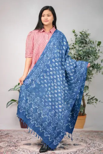 [1002] Indigo 001 Natural Dye Shawl