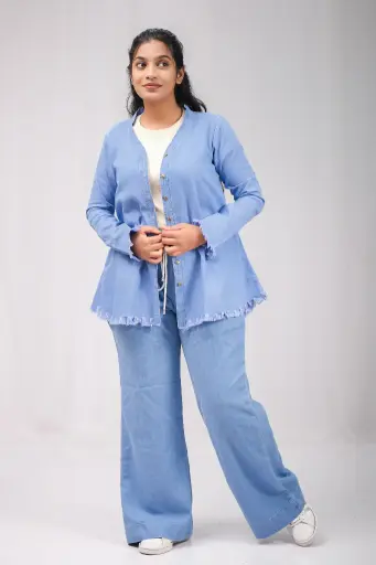 Denim V Neck Short Kurti