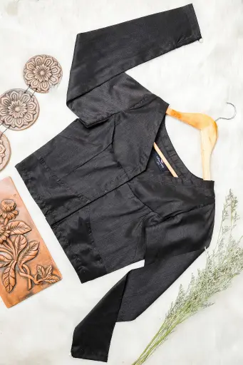 Black V Neck Tashar Blouse