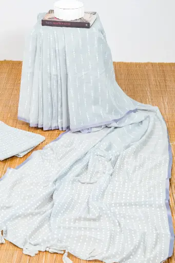 [0103] Light Gray Body Whide Dots Design Screen Print Cotton Sharee