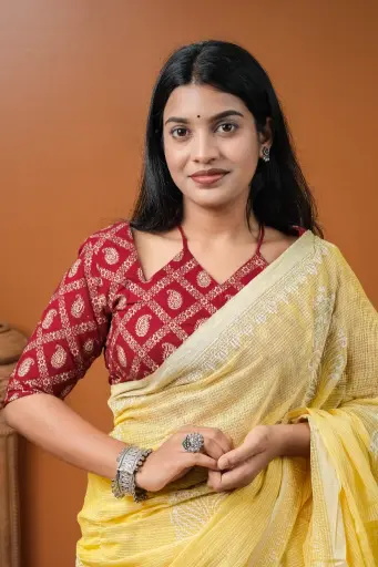 Maroon Cotton Screen Print Blouse