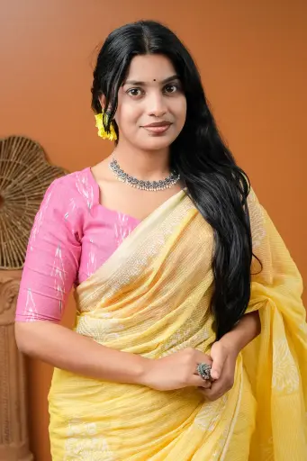 Muted Pink Ikkat Cotton Blouse