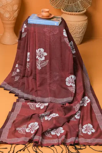 [0103] Maroon Body White Hibiscus Flower Screen Print Cotton Share