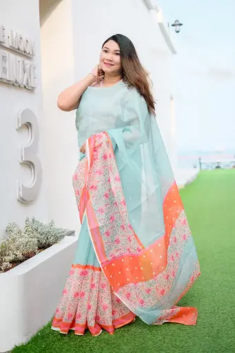 [0101] Jasmine- Design Digital Printed Muslin Sharee 