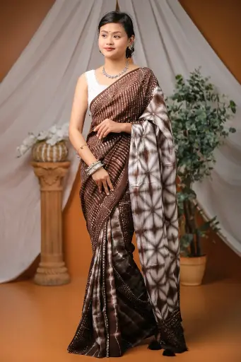 [0106] Deep Chocolate Body Cream Design Silk Natural Dye Sharee