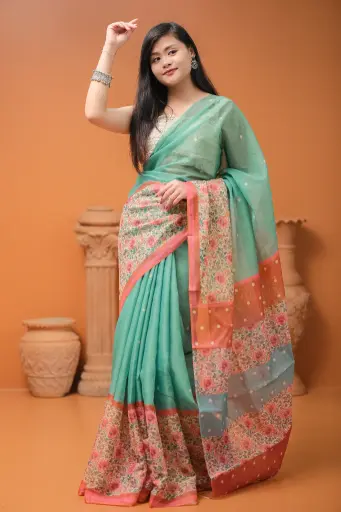 [0101] Tiana Firoza Color Digital Printed Muslin Sharee
