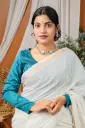 Teal Blue V Neck Tashar Blouse