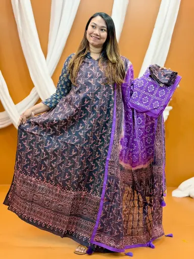 [0407] Ash Purple Batik Unstitched Three Piece 