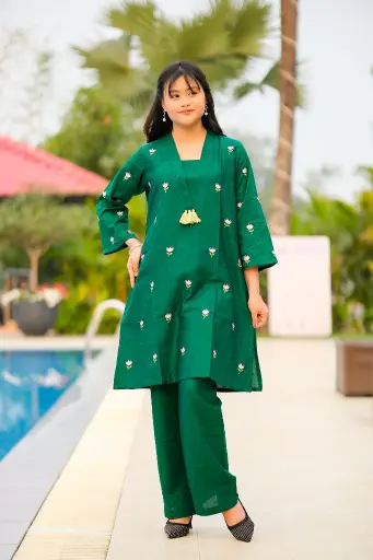 Green Embroidery Co-ords Set