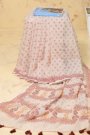 [0134] Dusty Peach Maroon Hand Work Sharee